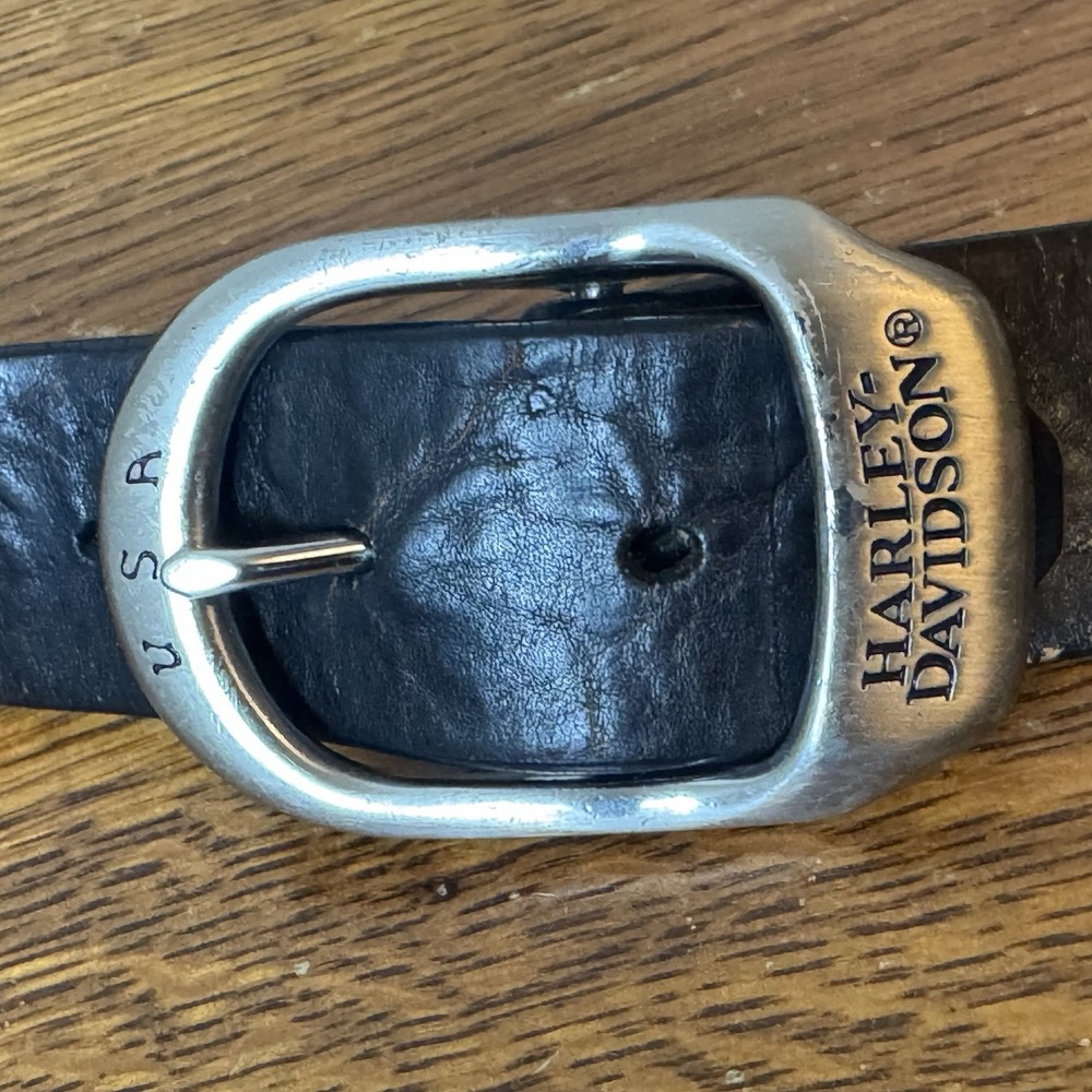 Harley Davidson Belt 38 Black Genuine Leather USA 99542-99VM Motorcycle Biker